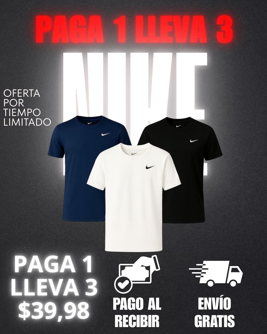 Pack de Tres Camisetas Nike (Paga 1 y lleva 3)ᵀᴹ